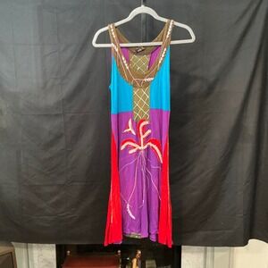 Rising International BOHO Midi Dress Vibrant Colors Viscose Size L